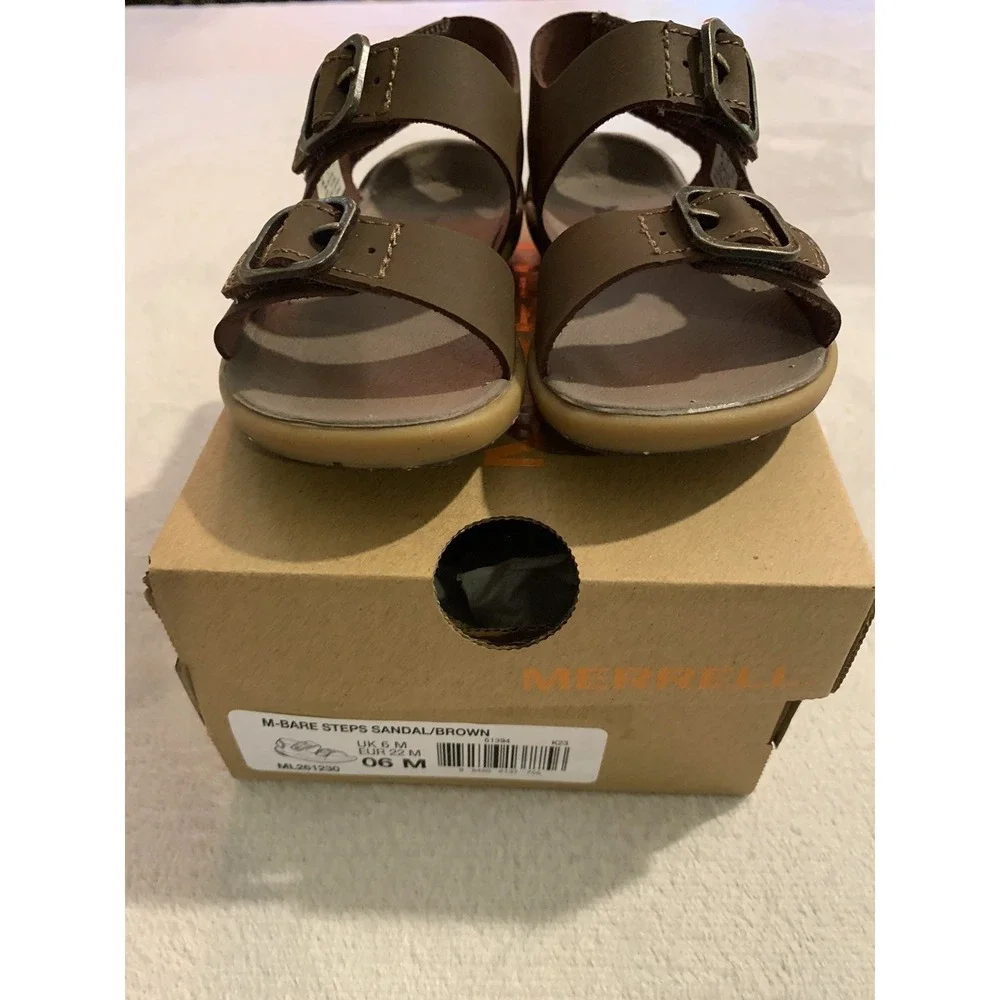 Merrell Brown Boys Bare Steps® Sandal Sandals Leather 6M NEW IN BOX